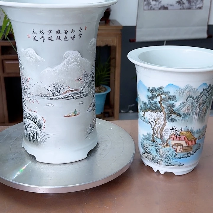 卢***哥粉彩陶瓷花盆微瑕88888888