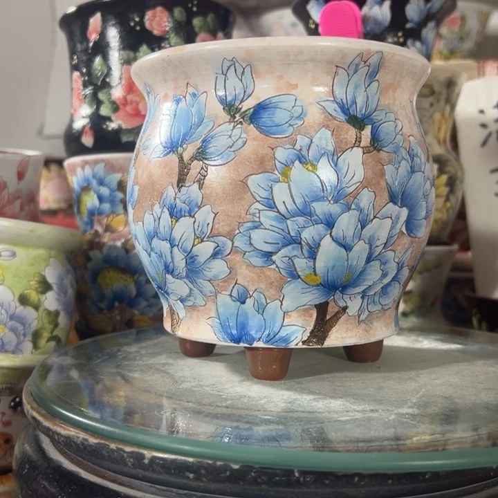 景德镇手绘花盆满38包邮偏远地区除外