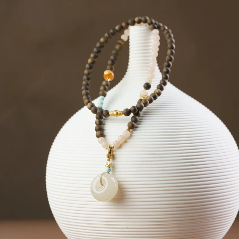 【长乐未央】0.5奇楠沉香藕粉平安扣项链