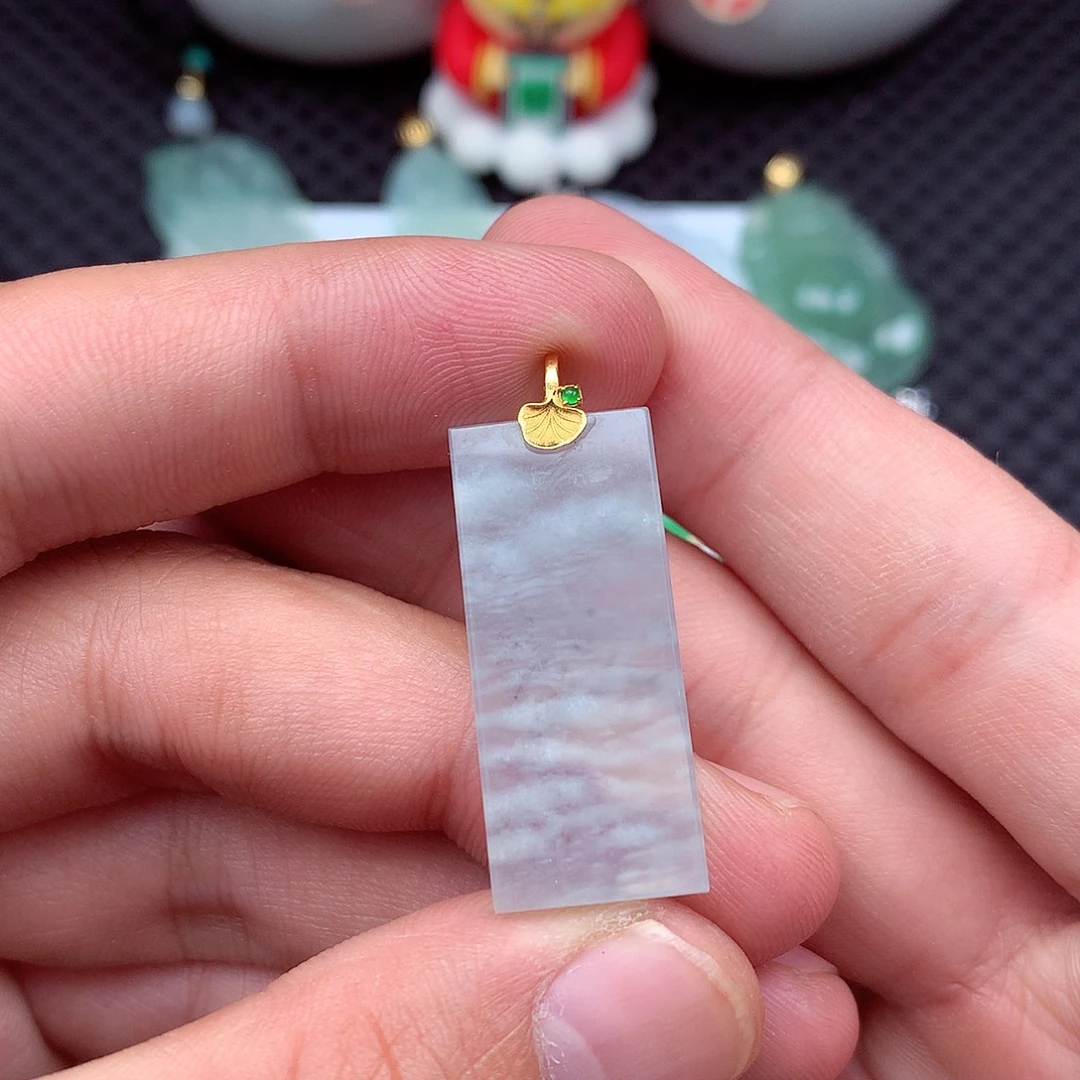 吊坠(不含链)18K金镶嵌翡翠