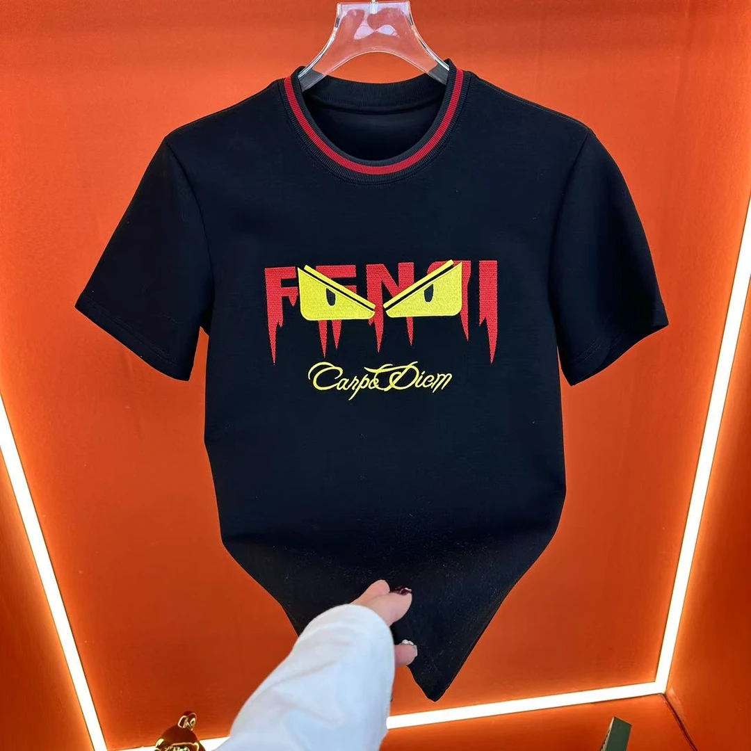 2025春季新款圓領男士輕奢休閑半袖修身設計師刺繡T恤9097款02