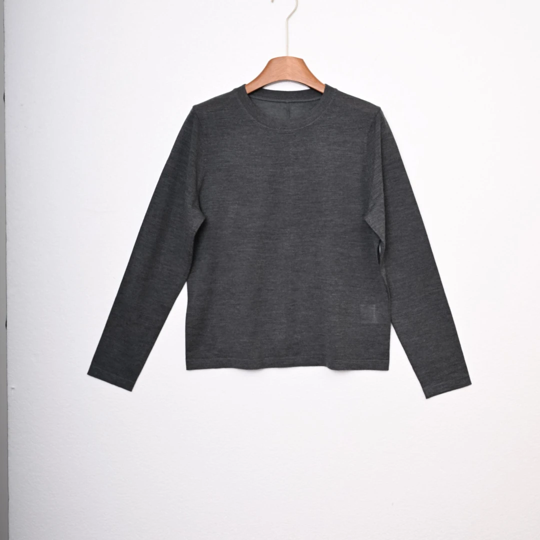 zegna 13.5微米羊毛衫圆领长袖百搭女士纯色