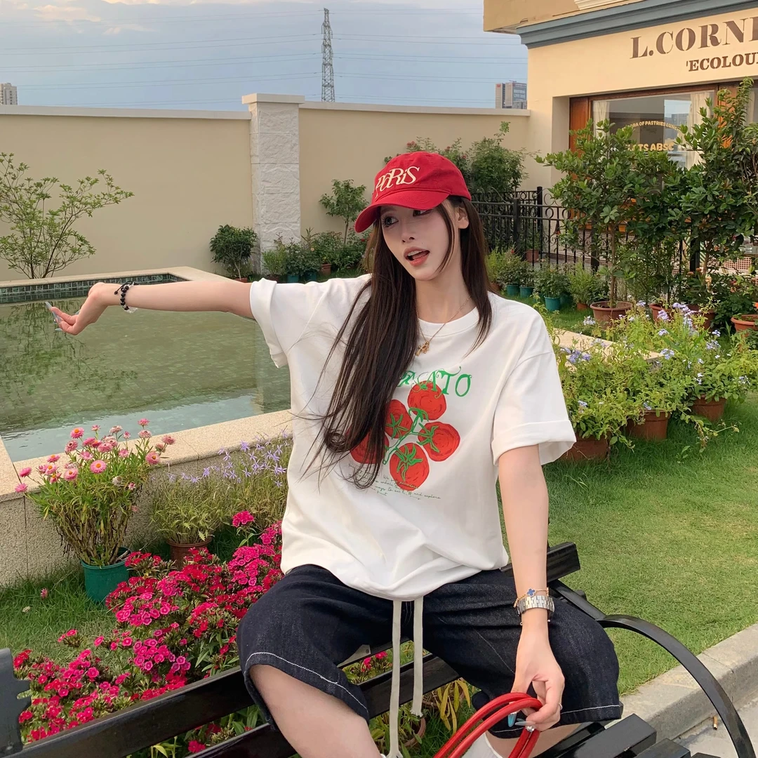 3MER 短袖T恤女夏设计感超好看独特漂亮圆领宽松百搭上衣