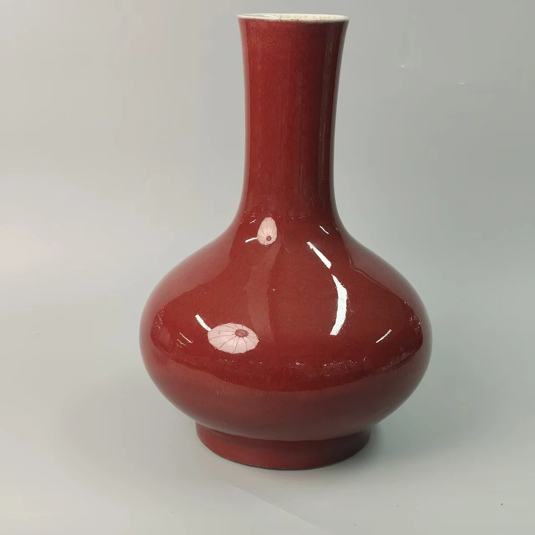 清中 季红赏瓶XC-0056-高度35 肚径26