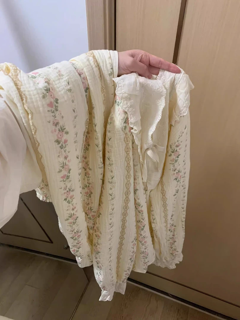 【DMXJ大梦想家】甜美碎花纯棉纱布睡衣女士春秋2025新款休闲家居服