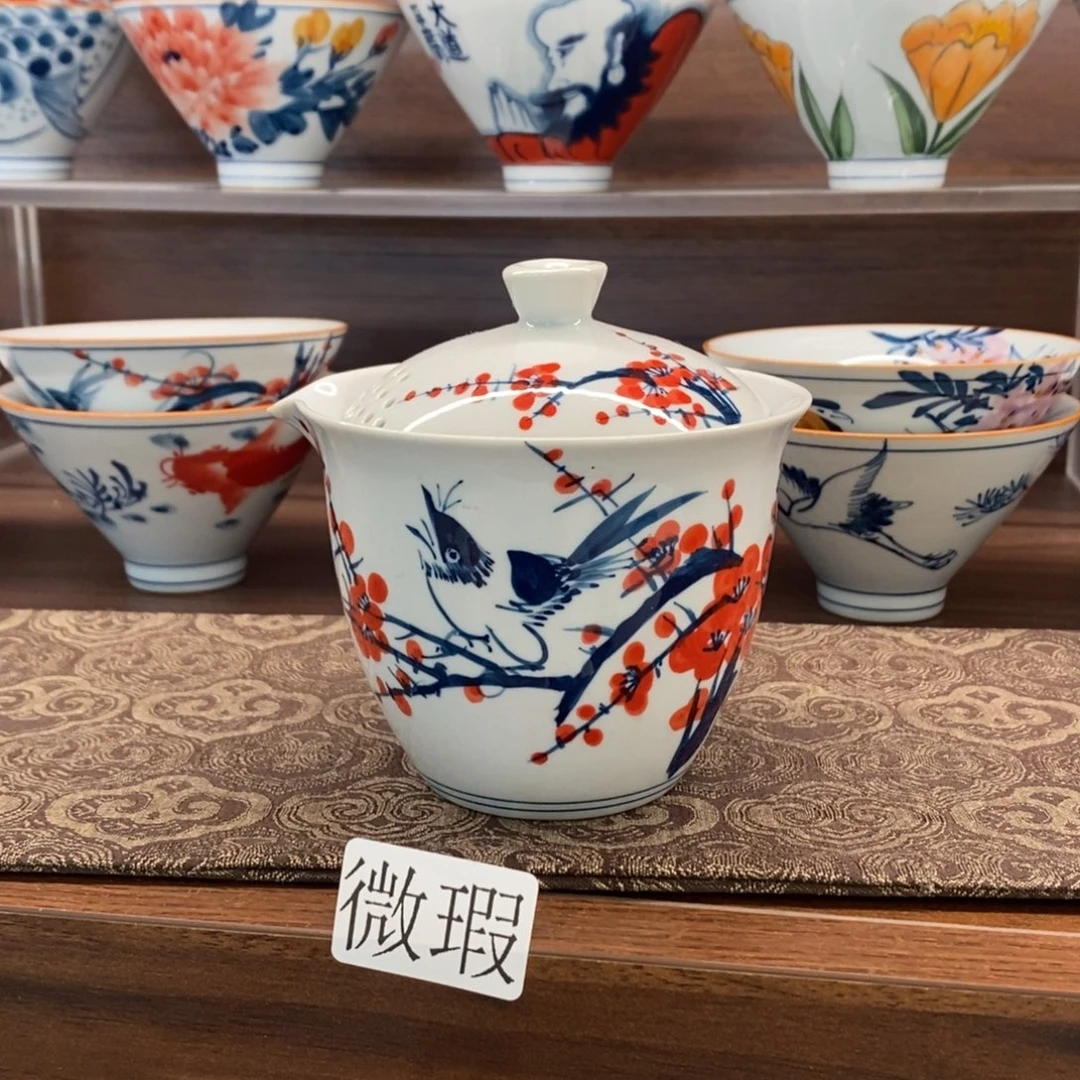 釉下彩老陶泥手工绘制