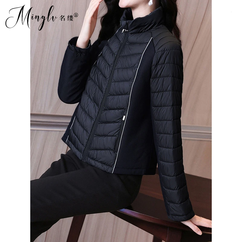 2025年冬季时尚短款轻薄羽绒服女小众设计挺阔立领高级感时尚外套