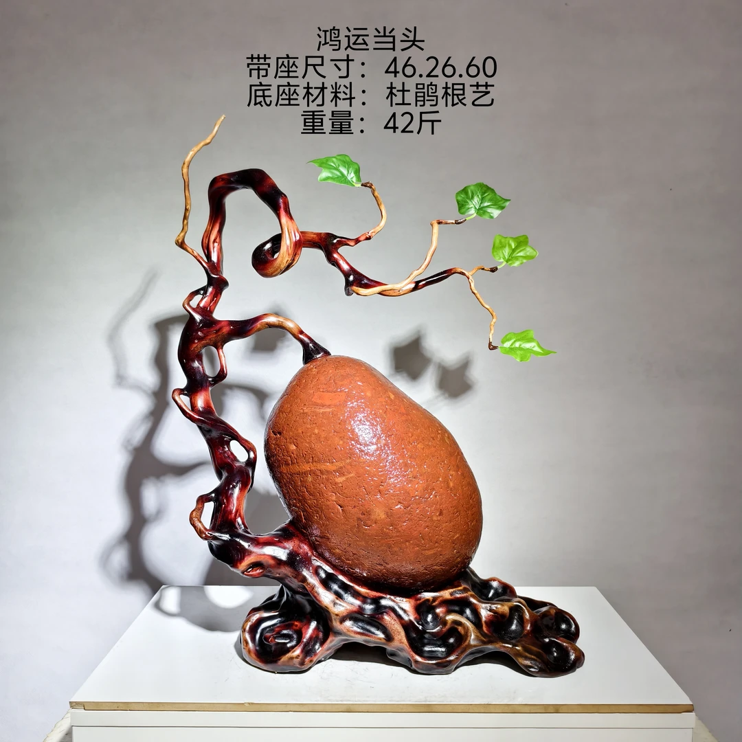 重42斤精美玄关案头摆件天然水冲石 鸿运当头