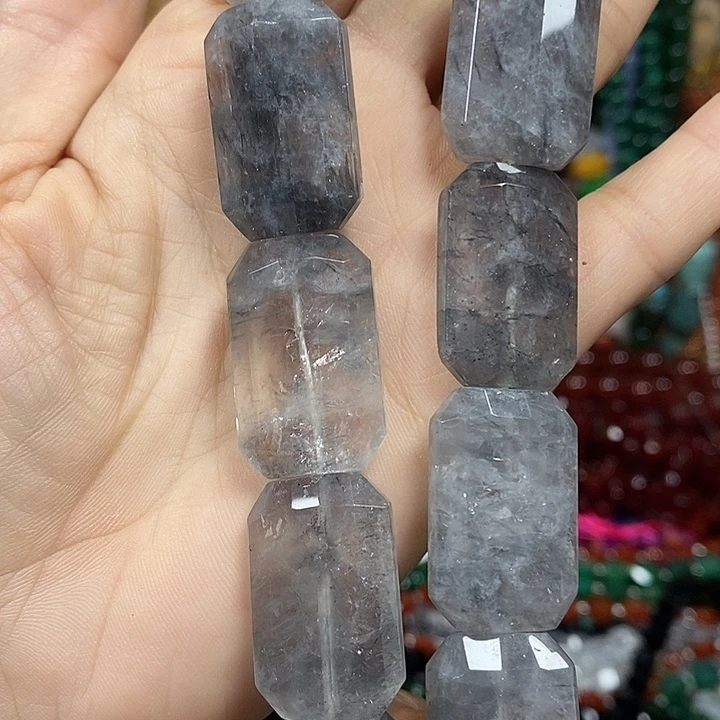 玛瑙/玉髓未镶嵌珠宝半成品天然云雾水晶无事牌切面卡18*29mm