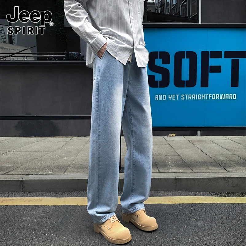 Jeepspirit吉普2025秋冬新款高个子显瘦男牛仔裤美式高街潮流百搭