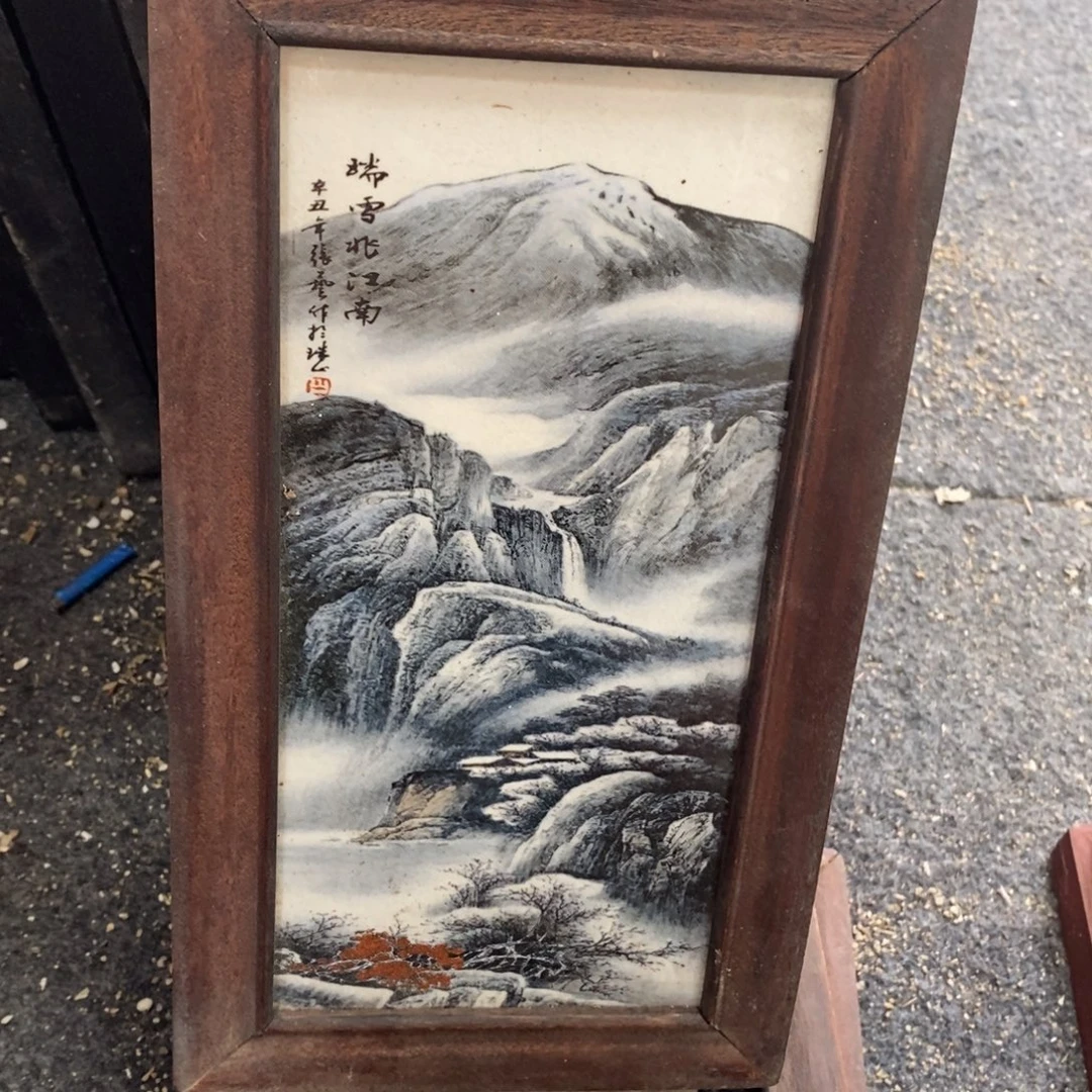 瓷片28*16*1景德镇瓷板画柴窑烧制