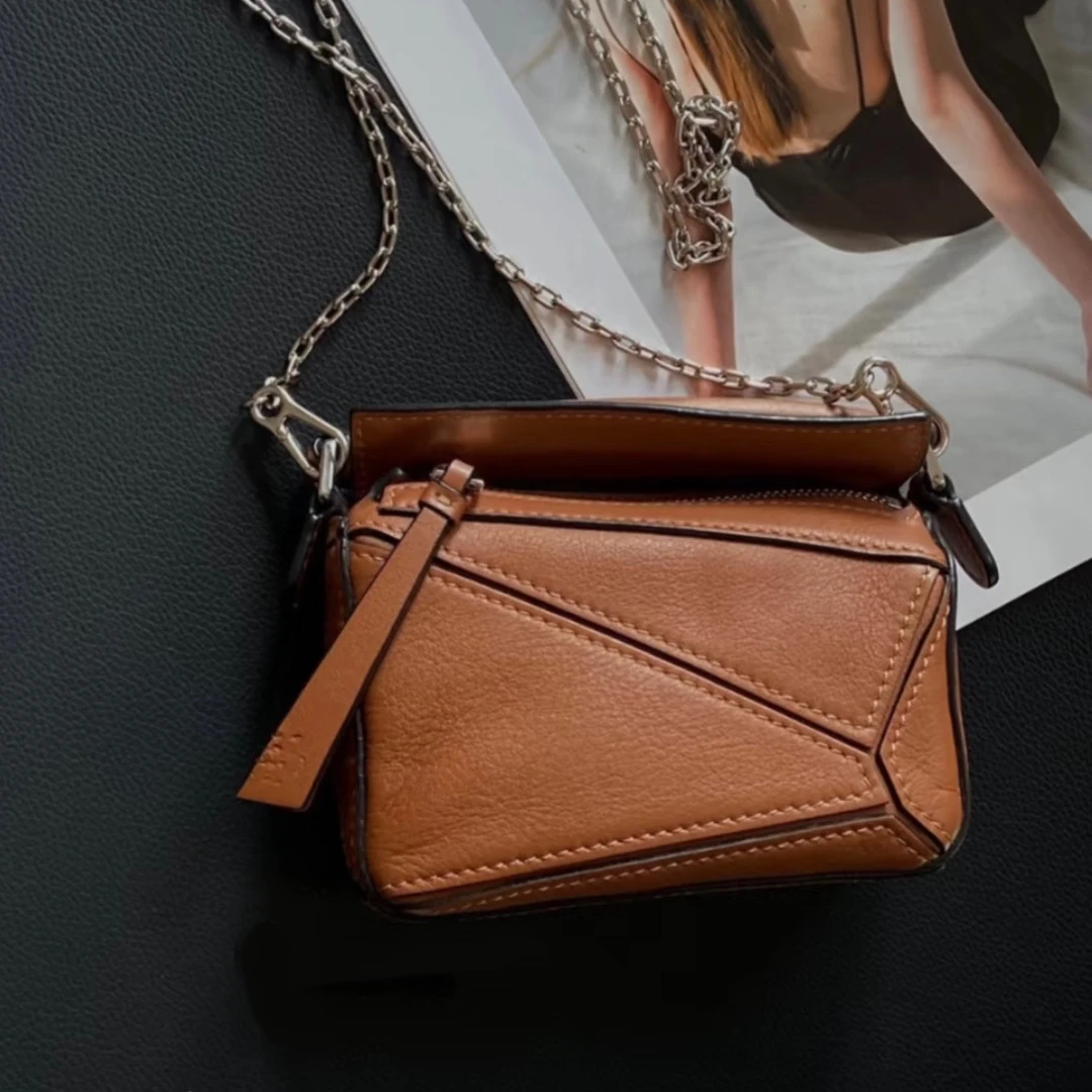 95新 LOEWE/罗意威 7姐专场/焦糖色 puzzle nano 链条包