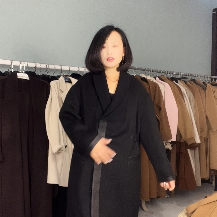 双面呢大衣孤品M码