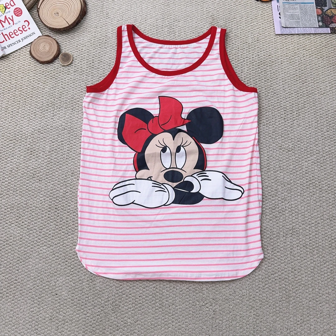 2025夏季新款韩版百搭条纹卡通印花吊带背心3134