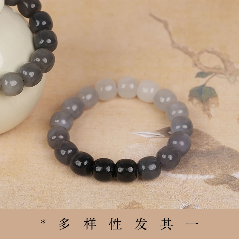 【紫气东来】和田玉烟紫渐变老型珠手串【手串多样性发其一】