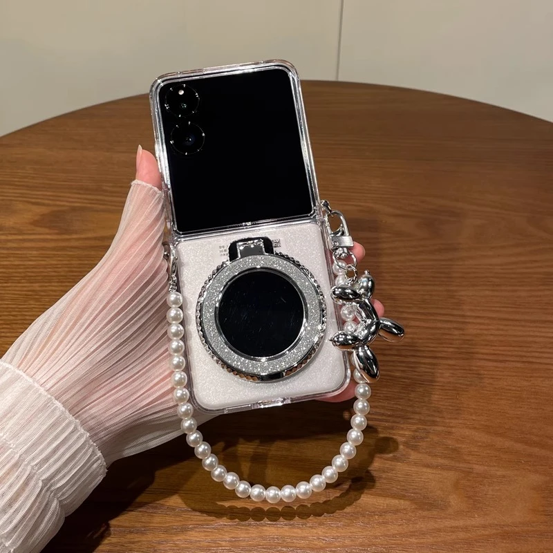 适用小米mixflip2手机壳折叠屏简约透明斜挎镜面支架高级女保护套