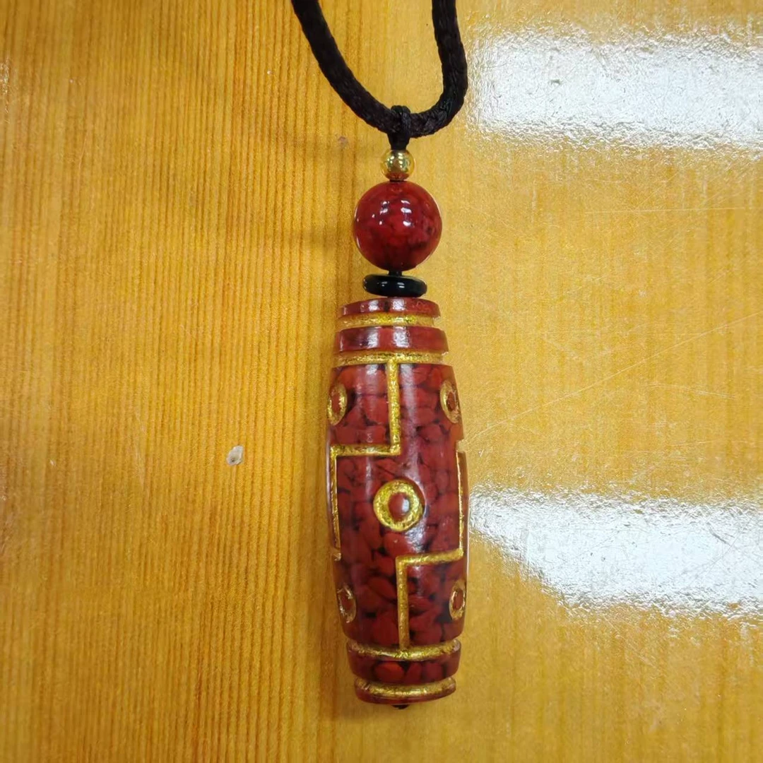 含辰砂工艺品N084-经典晶体九筒精美吊坠