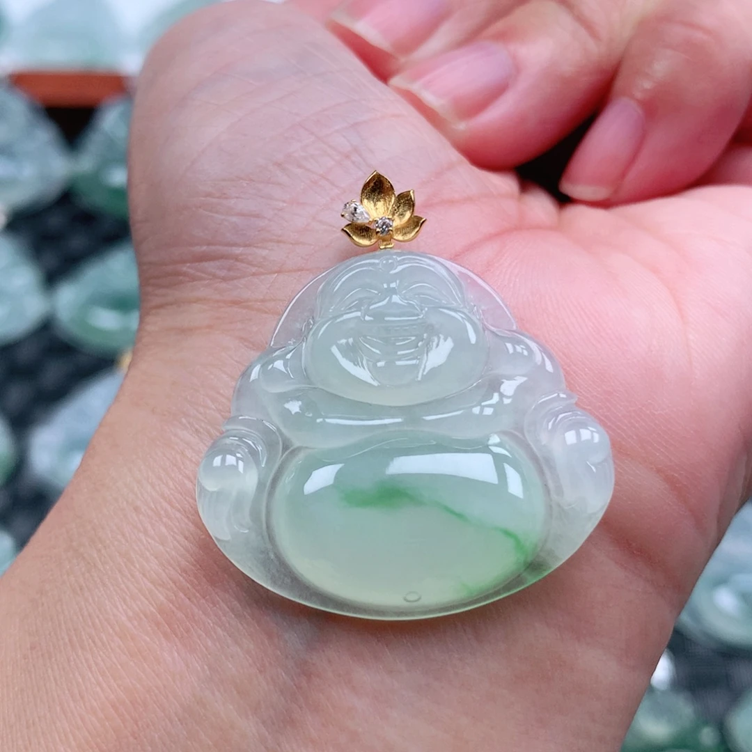 翡翠18K金镶嵌吊坠(不含链)