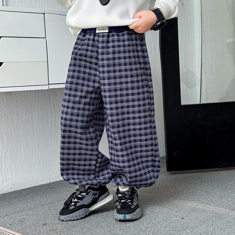 2025秋季新款韩版男童时尚百搭格子洋气宽松休闲长裤秋款儿童裤潮