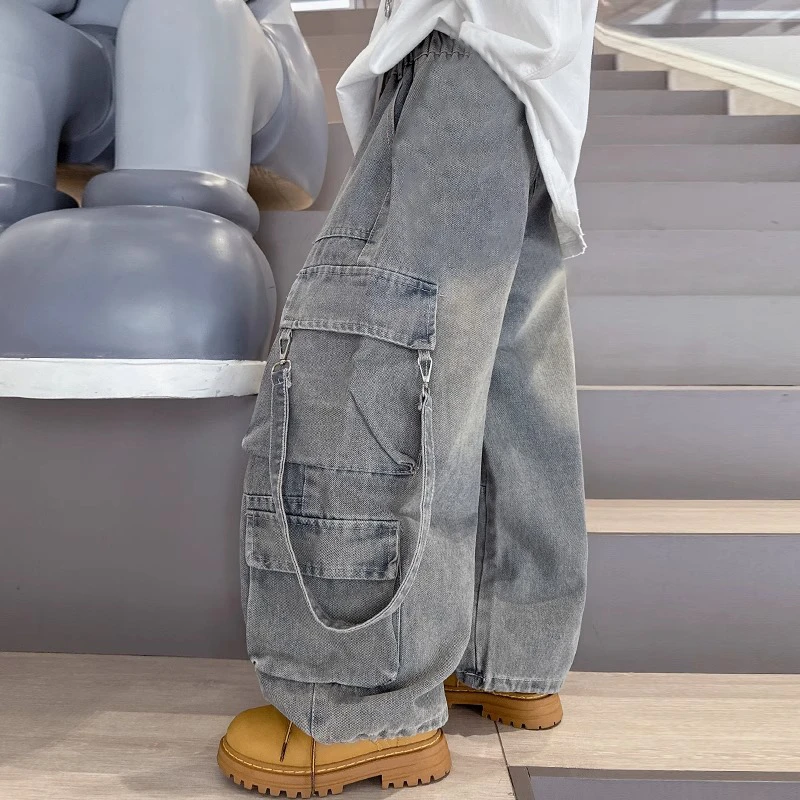 男童牛仔裤秋季炸街2025春秋新款儿童装中大童秋装工装裤子痞帅潮