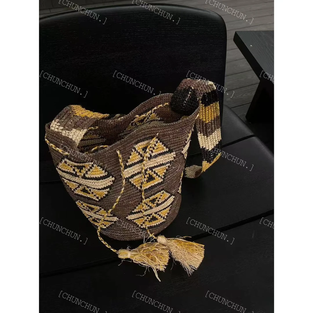 【纯纯女装】SEER CHUN高品质复古花色编织草包 51136