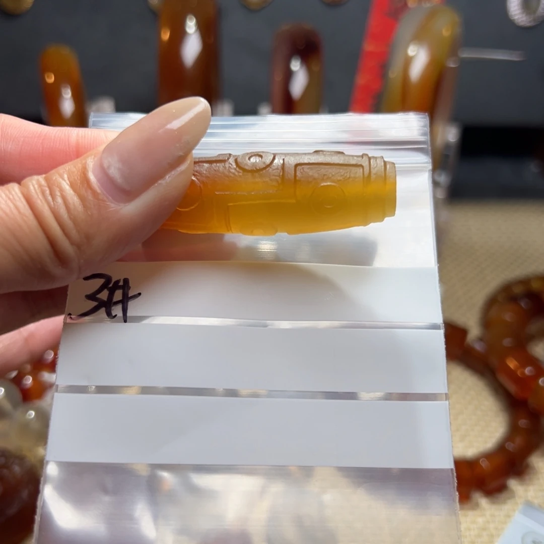 玛瑙/玉髓颈饰合金子**清3