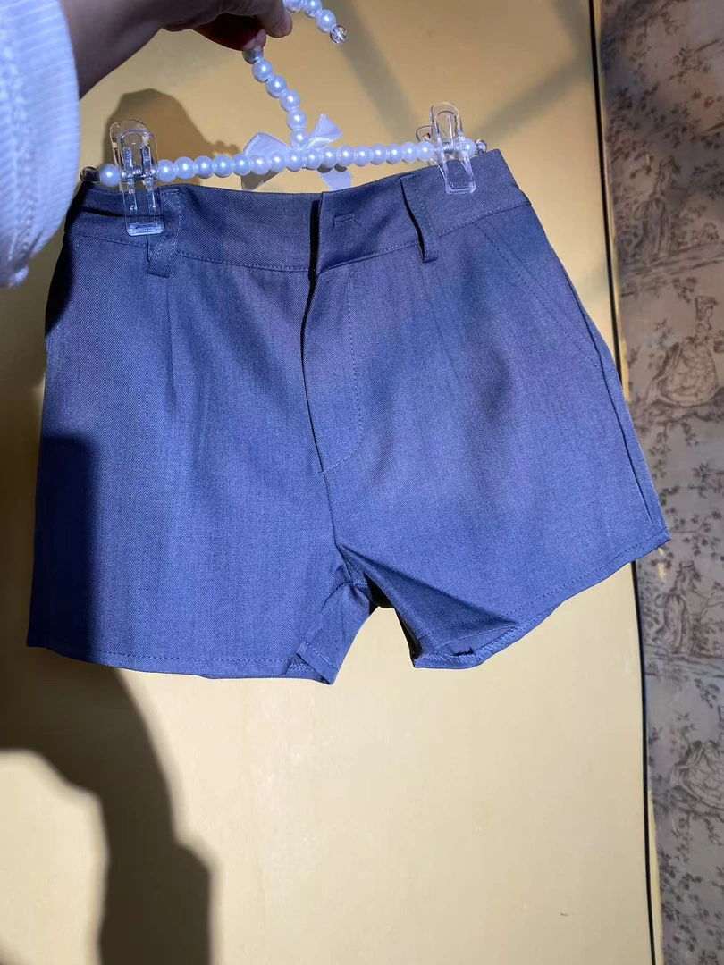 大灰色短裤模特潮服多巴胺潮服女童个性西装模特走秀潮服蓝色女款