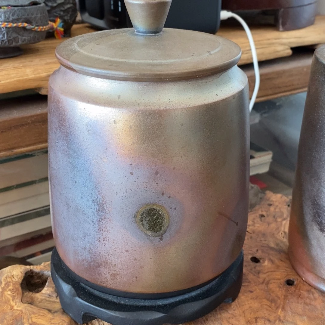 建水紫陶柴烧茶器全手工纯柴烧壶茶叶罐