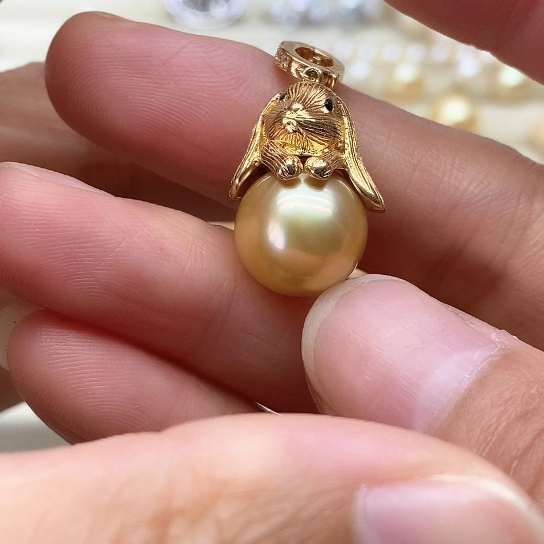 银S925镶嵌海水珍珠吊坠(不含链)