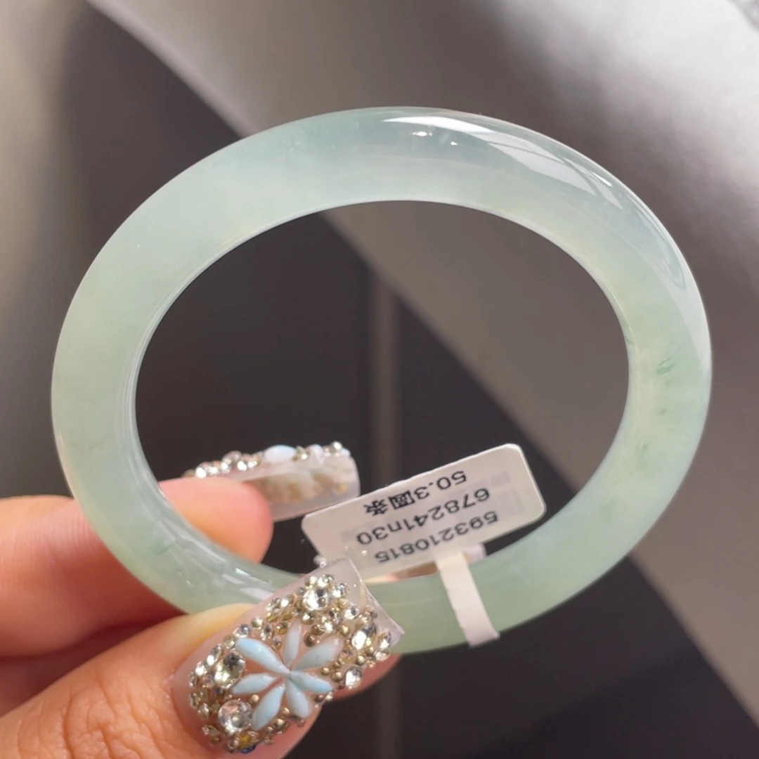 翡翠未镶嵌手镯【万内强推】冰晴绿圆条手镯