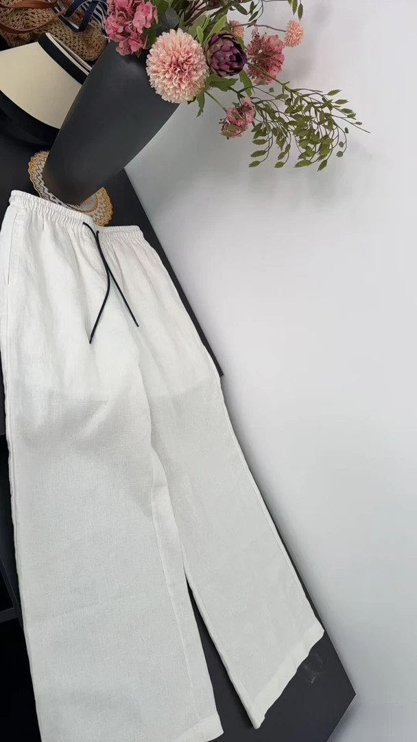 8026【蝶谷】松紧腰直筒裤