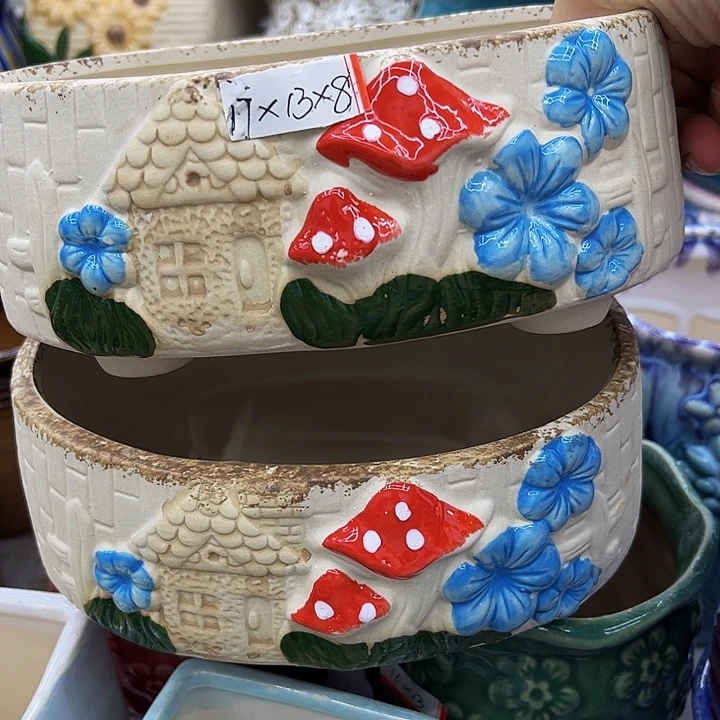 多肉绿植陶瓷花盆9.9包邮，有孔