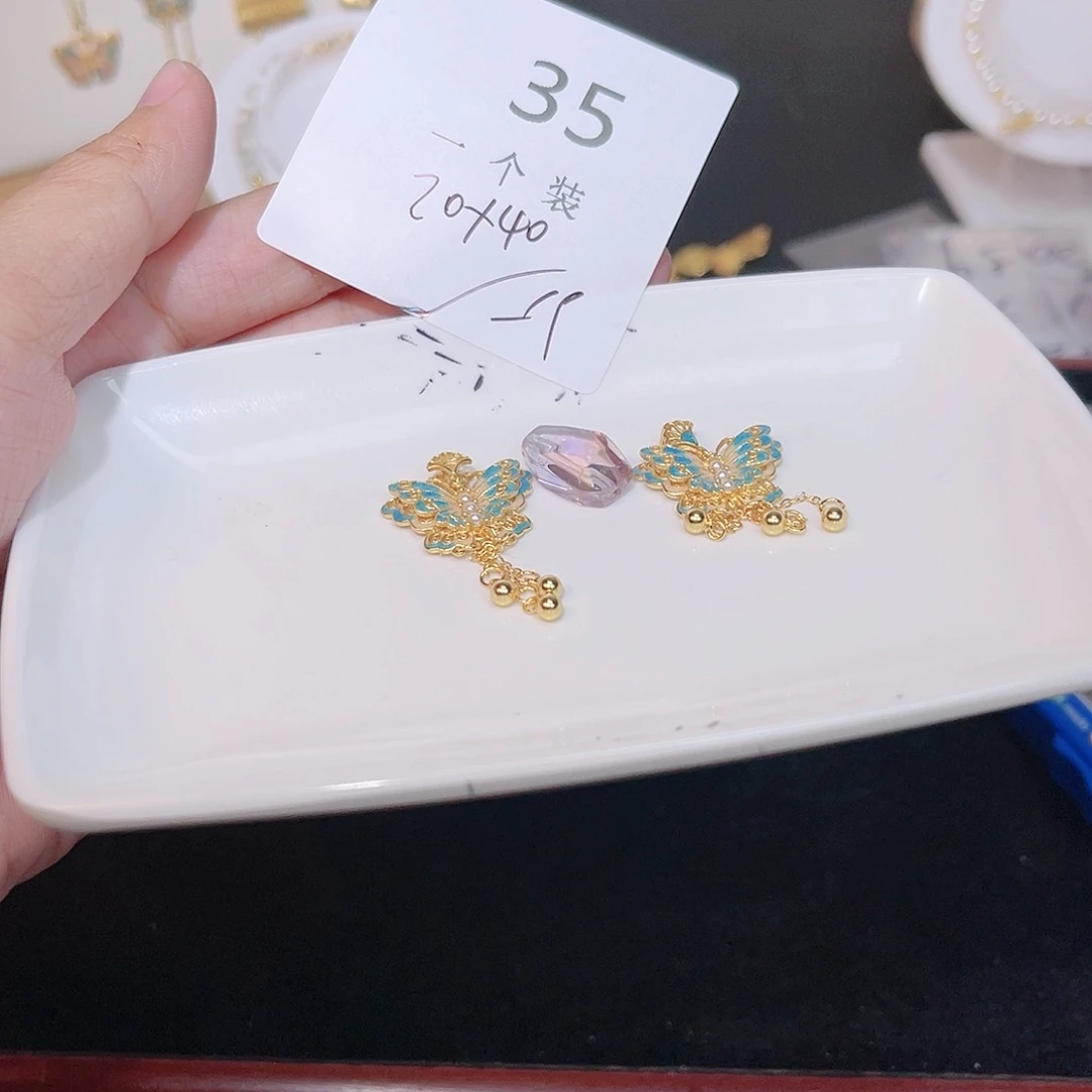 水晶珠宝半成品银S925镀金镶嵌35