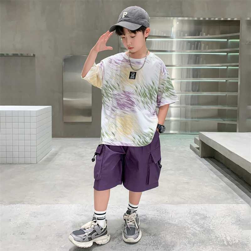 男童夏装套装薄款休闲6-12岁中大童儿童夏季短袖男孩夏款帅气炸街