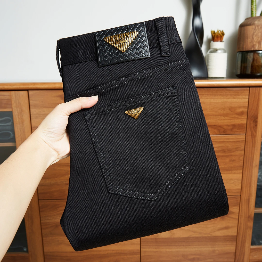 2025欧洲站新款直筒裤弹力男士秋冬商务牛仔裤宽松修身男装休闲裤