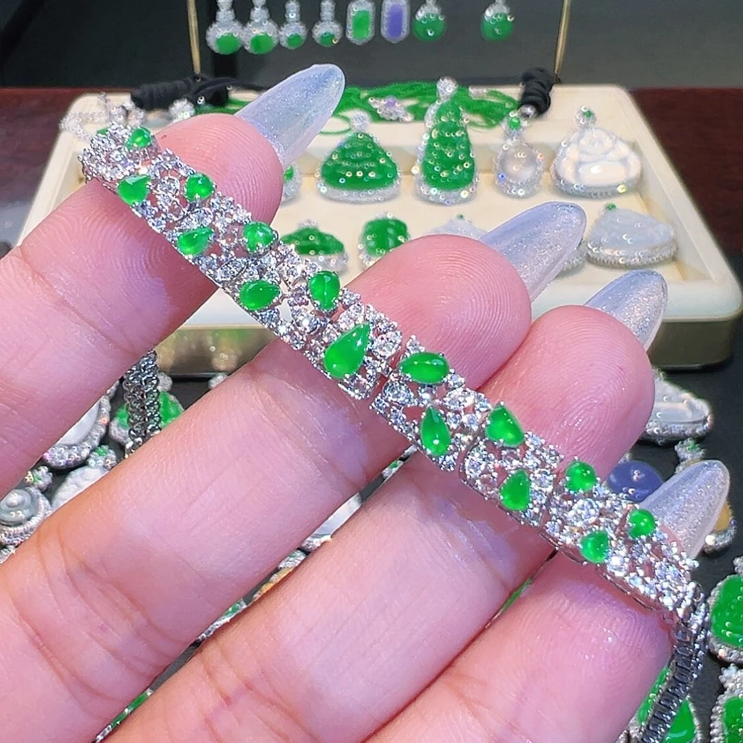 翡翠手链18K金镶嵌翡翠