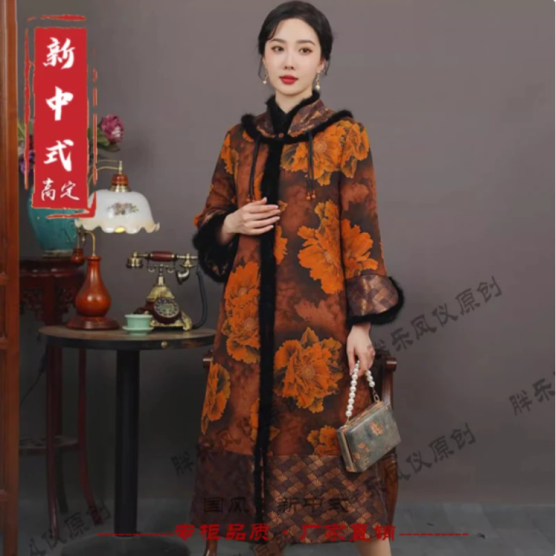 《贵妃·长款棉服》秋季新款复古文艺高定国风新中式女款棉棉服