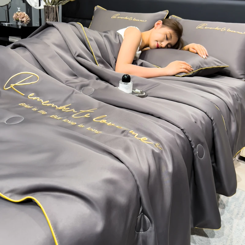 夏季水洗冰丝夏凉被可机洗夏被丝滑裸睡空调被宿舍单双人薄被子