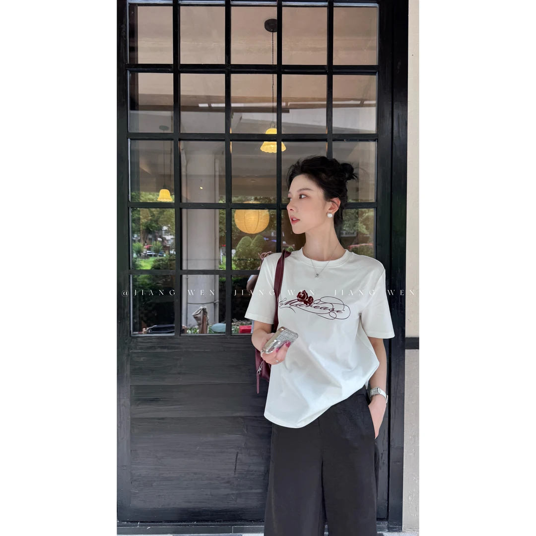 【酒心TEE】凉感“天丝棉+莱塞尔”原创白色字母T短袖植绒工艺