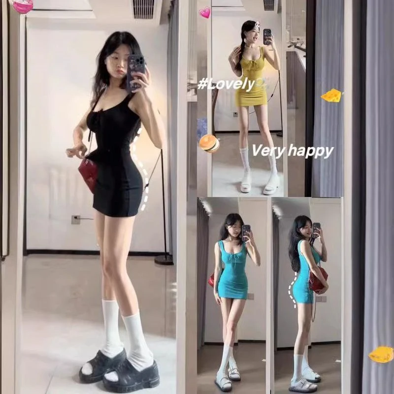 【拍照显白】短裙吊带夏季连衣裙修身辣妹女装裙子纯欲洋气衣服女