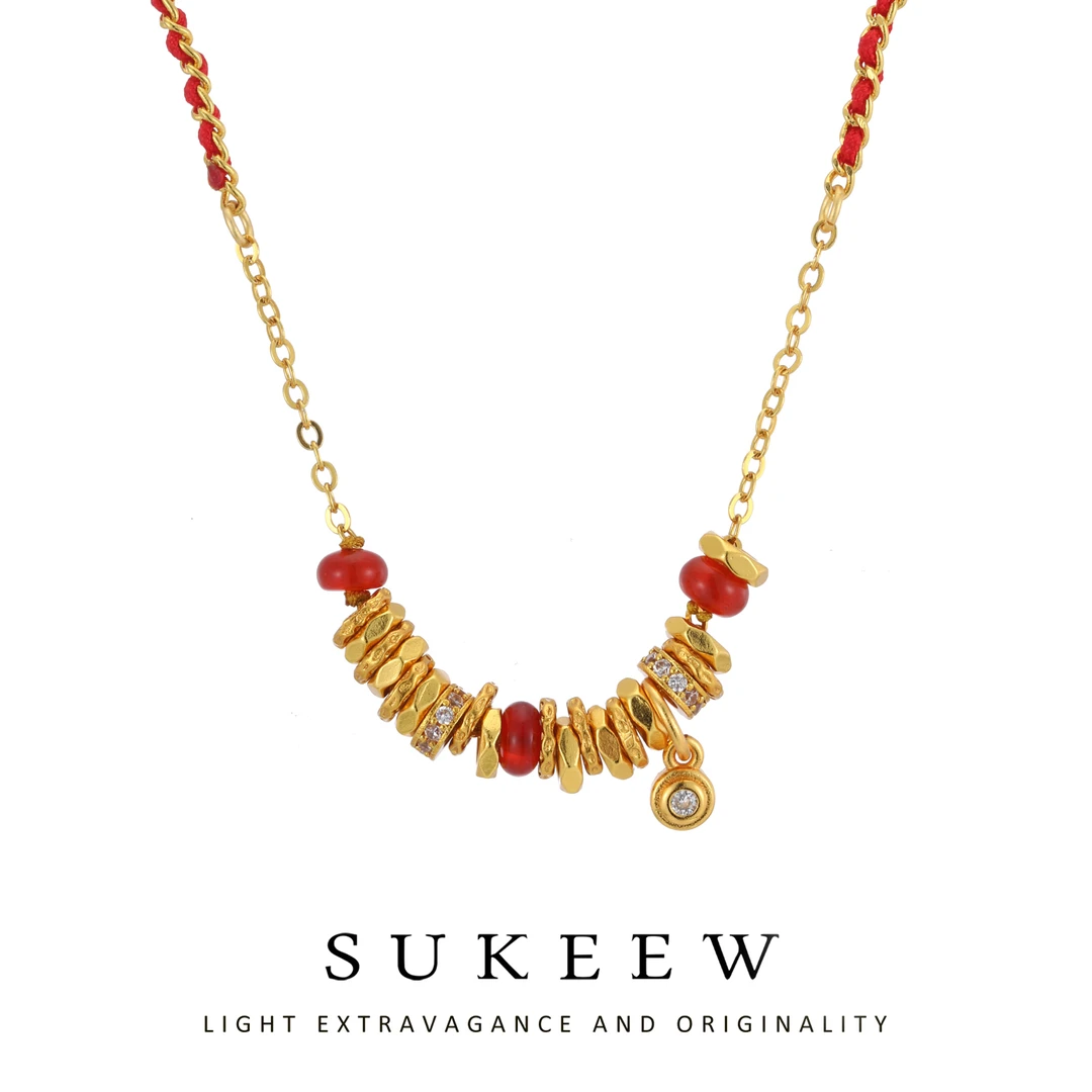 SUKEEW/酥可 镀k金 精致编织时尚盘缠国风项链768209