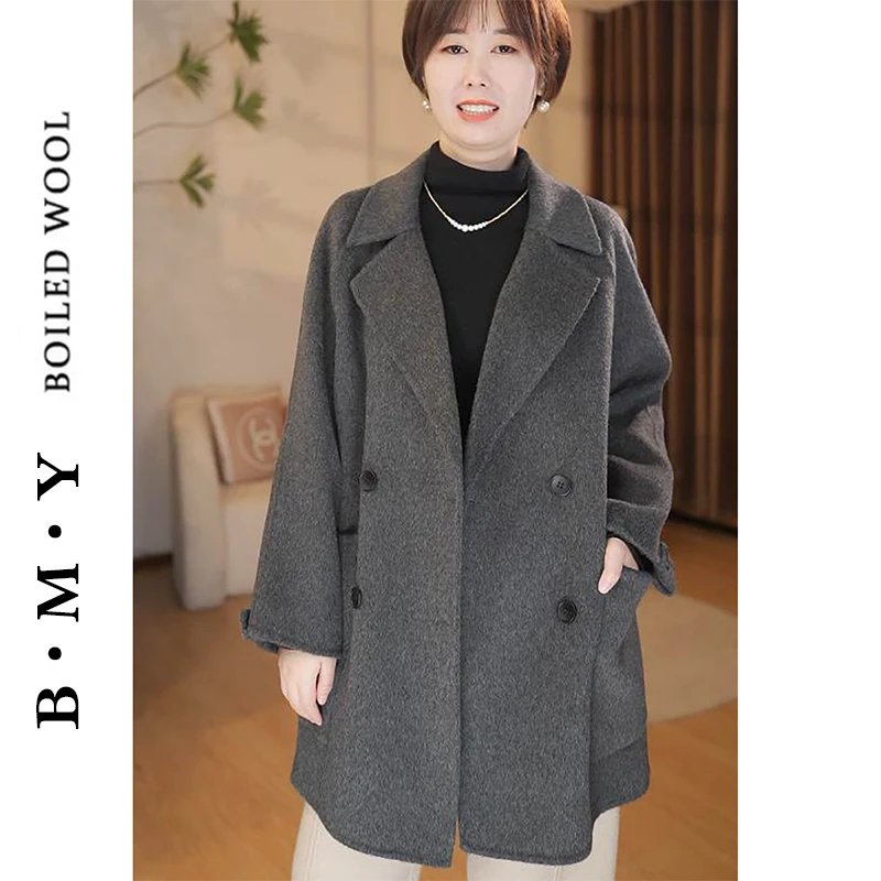 秘鲁升级版“稀”有混色全羊毛手工大衣 经典双排扣双面呢外套