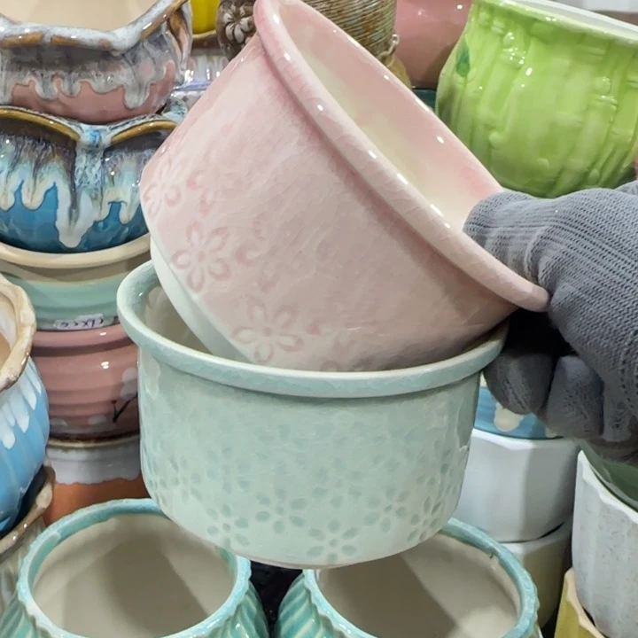 凑9块包邮，有孔，陶瓷花盆