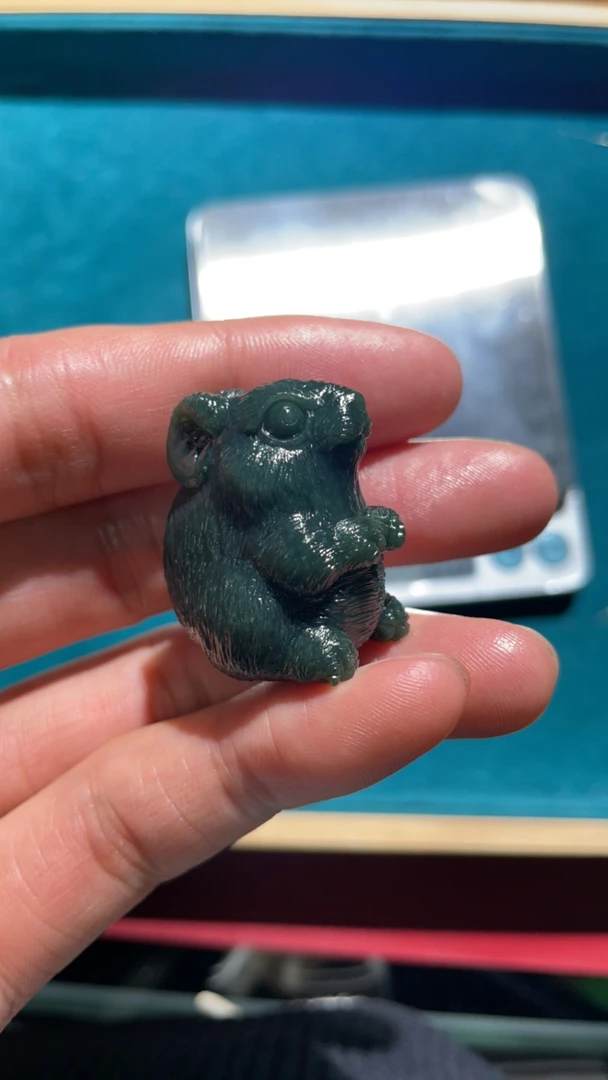 和田玉青玉小老鼠挂件小摆件