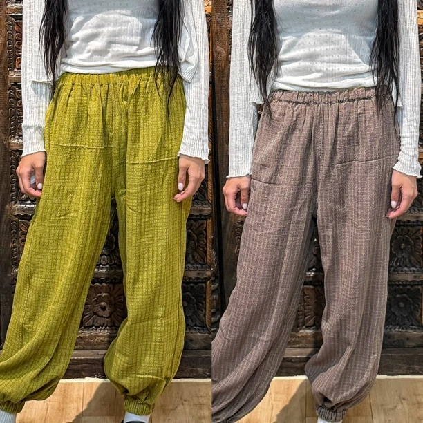 多巴胺格绿灰双面裤