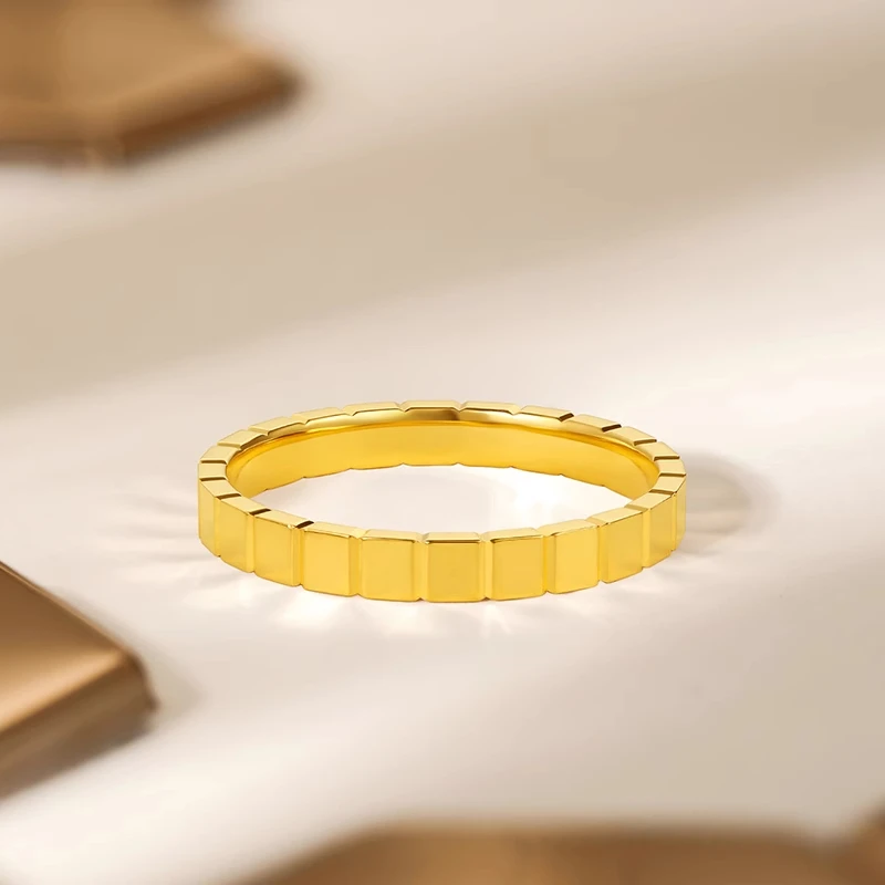 足金999 5G黄金几何小方格戒指精致时尚女神节礼物