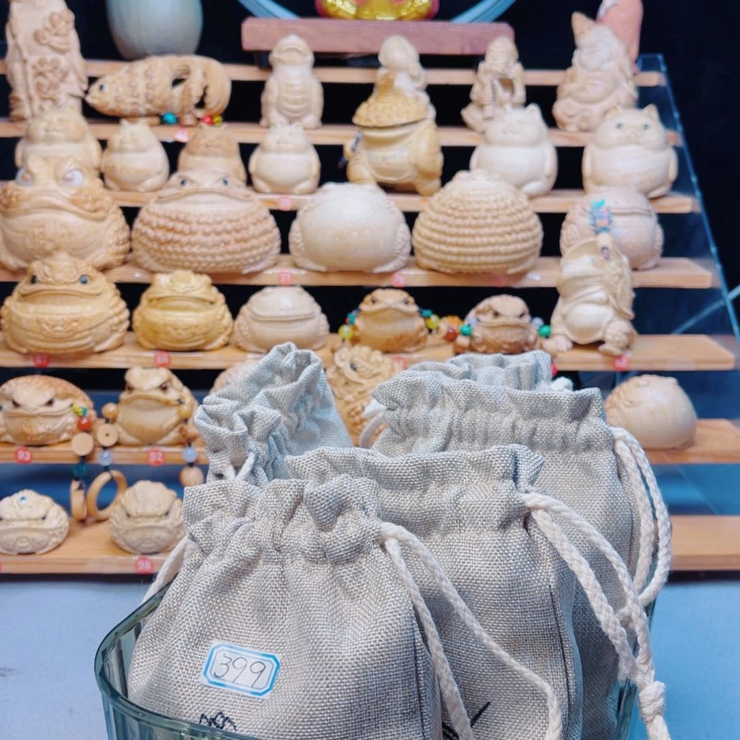 贰*竹根雕金蟾手把件