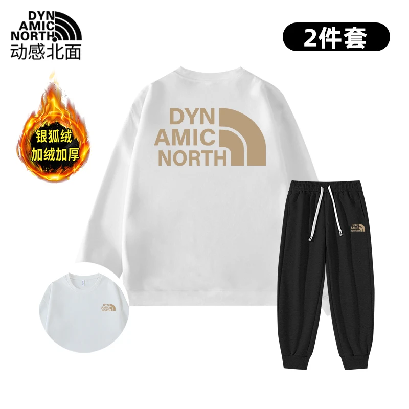 动感北面户外休闲男女秋冬时尚长袖百搭情侣上衣金标加绒卫衣套装