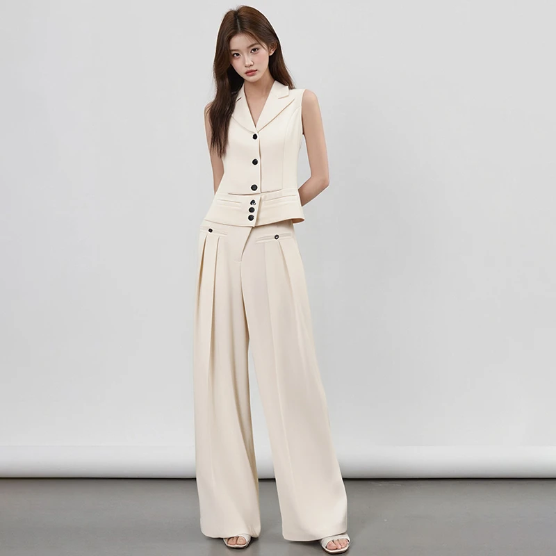 「思思」夏装无袖上衣阔腿裤两件套女士高级感休闲套装SHBZC622225