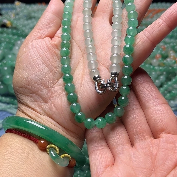 石英质玉合金项链74颗卡7.5渐变色